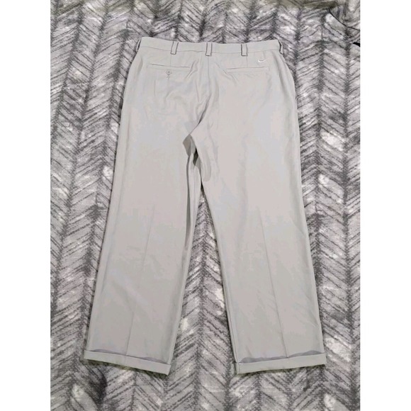 Nike Golf Pants Dri Fit Tour Performance Beige Pleated Athletic Tech Cuff 35x30 - Picture 2 of 11